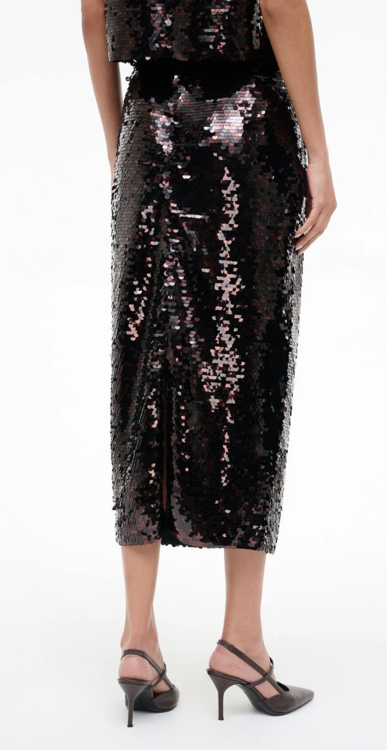 Staud Ciara Skirt - Espresso/Black