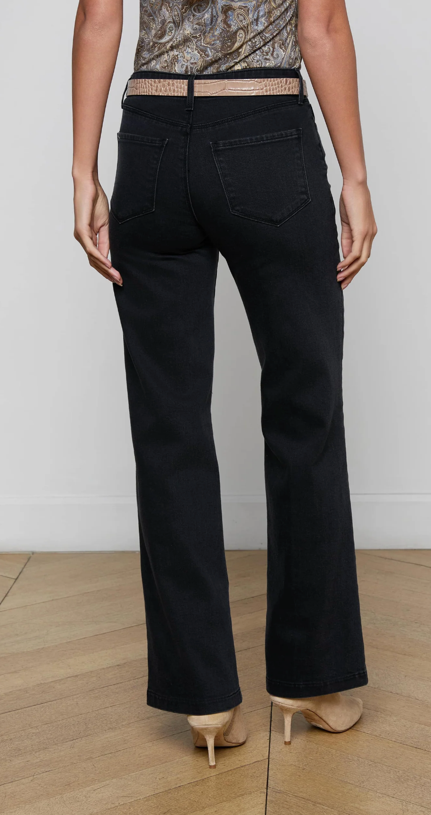 L'Agence Scottie Wide-Leg Jean - Washed Black