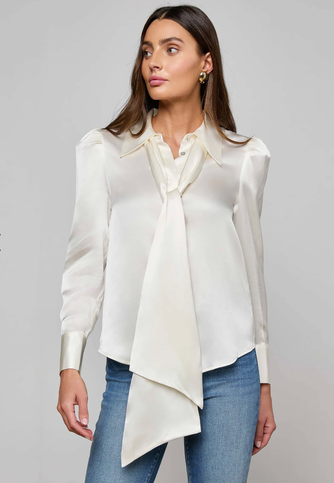 L'Agence Honey Silk Blouse - Ivory