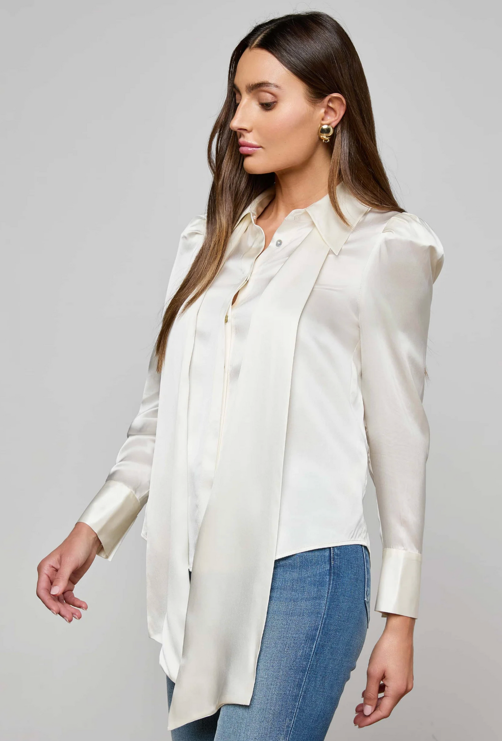 L'Agence Honey Silk Blouse - Ivory