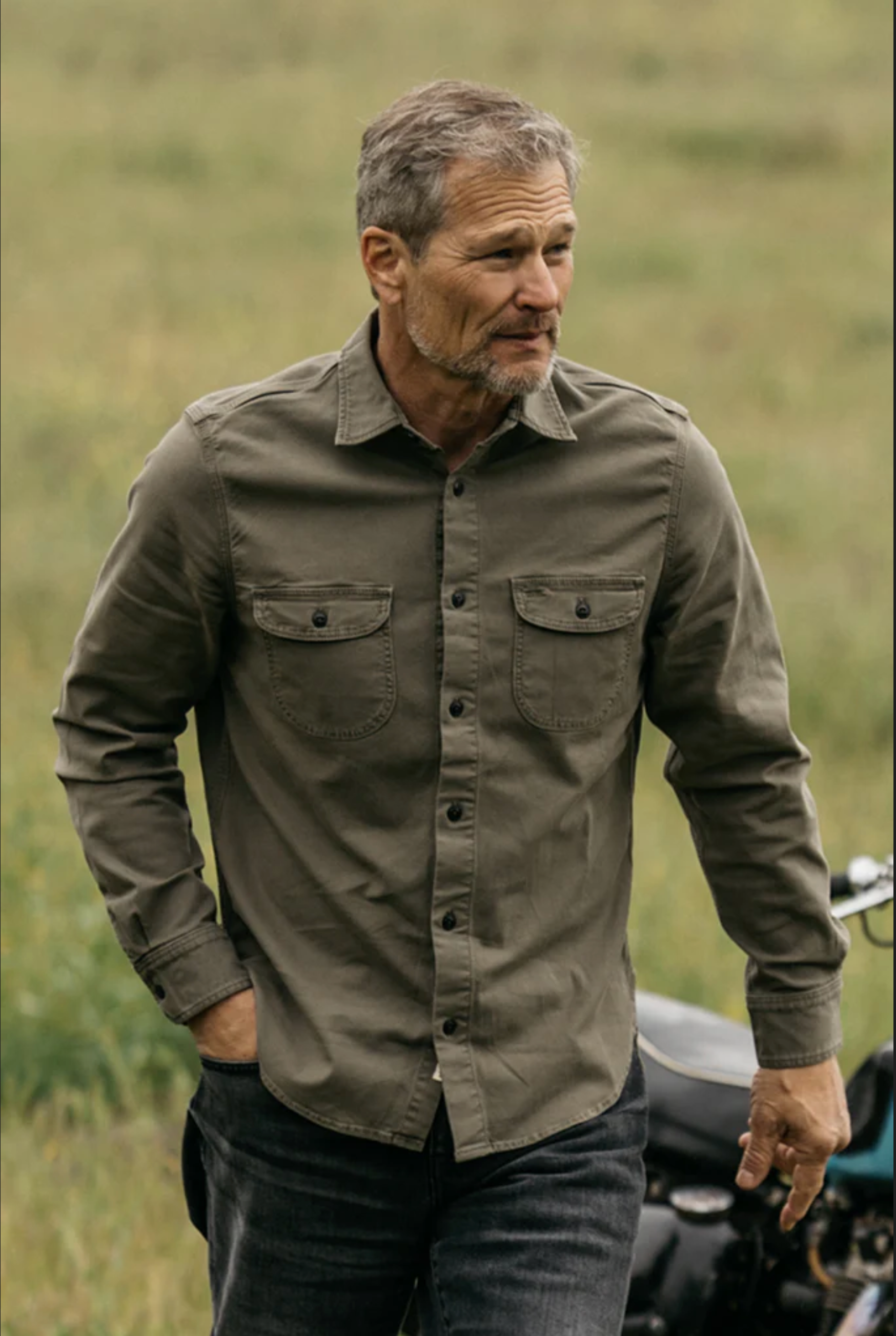 Hiroshi Kato The Brace Vintage Back Sateen - Sage Smoke