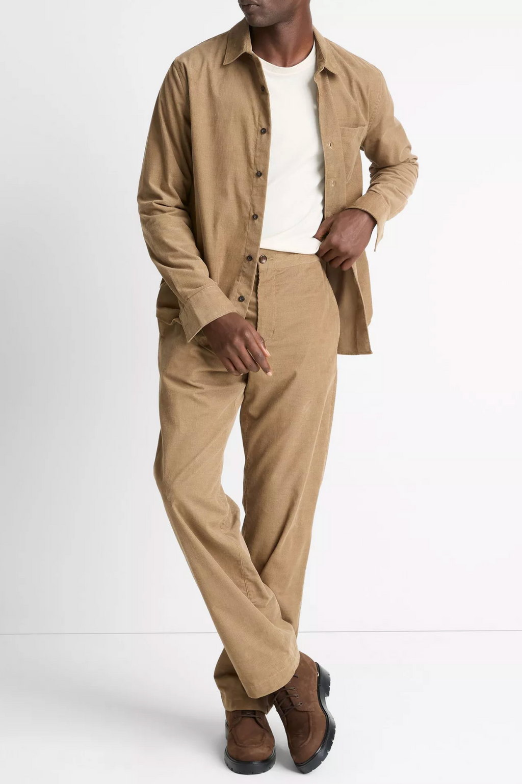 Vince Italian Cotton Corduroy Button-Front Shirt - Teton