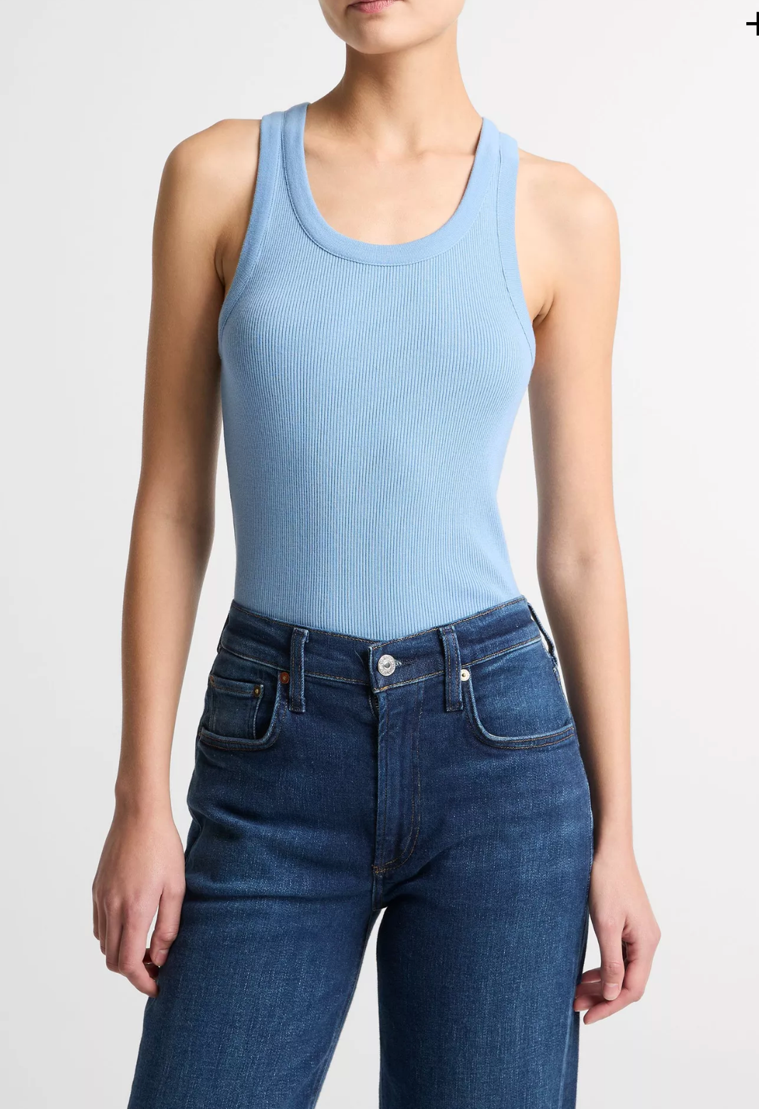 Vince Ribbed Scoop-Neck Tank - Hydra