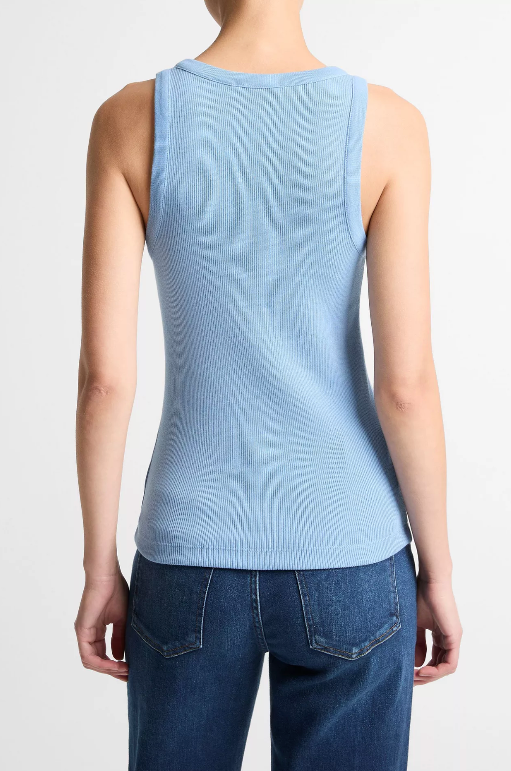 Vince Ribbed Scoop-Neck Tank - Hydra