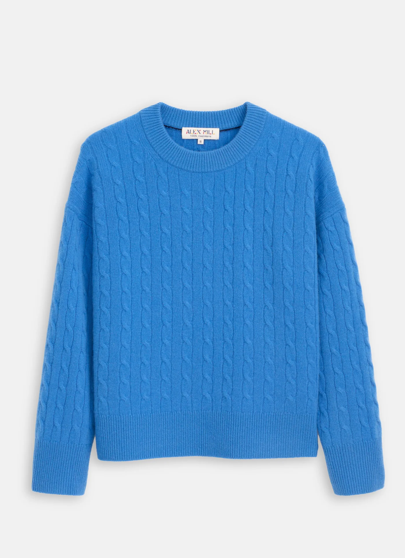 Alex Mill Crewneck Cable Sweater in Cashmere - French Blue