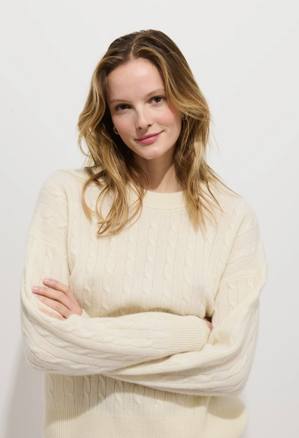 Alex Mill Crewneck Cable Sweater in Cashmere - Cloud