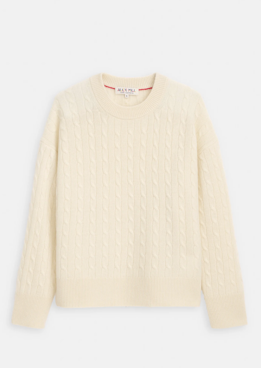 Alex Mill Crewneck Cable Sweater in Cashmere - Cloud