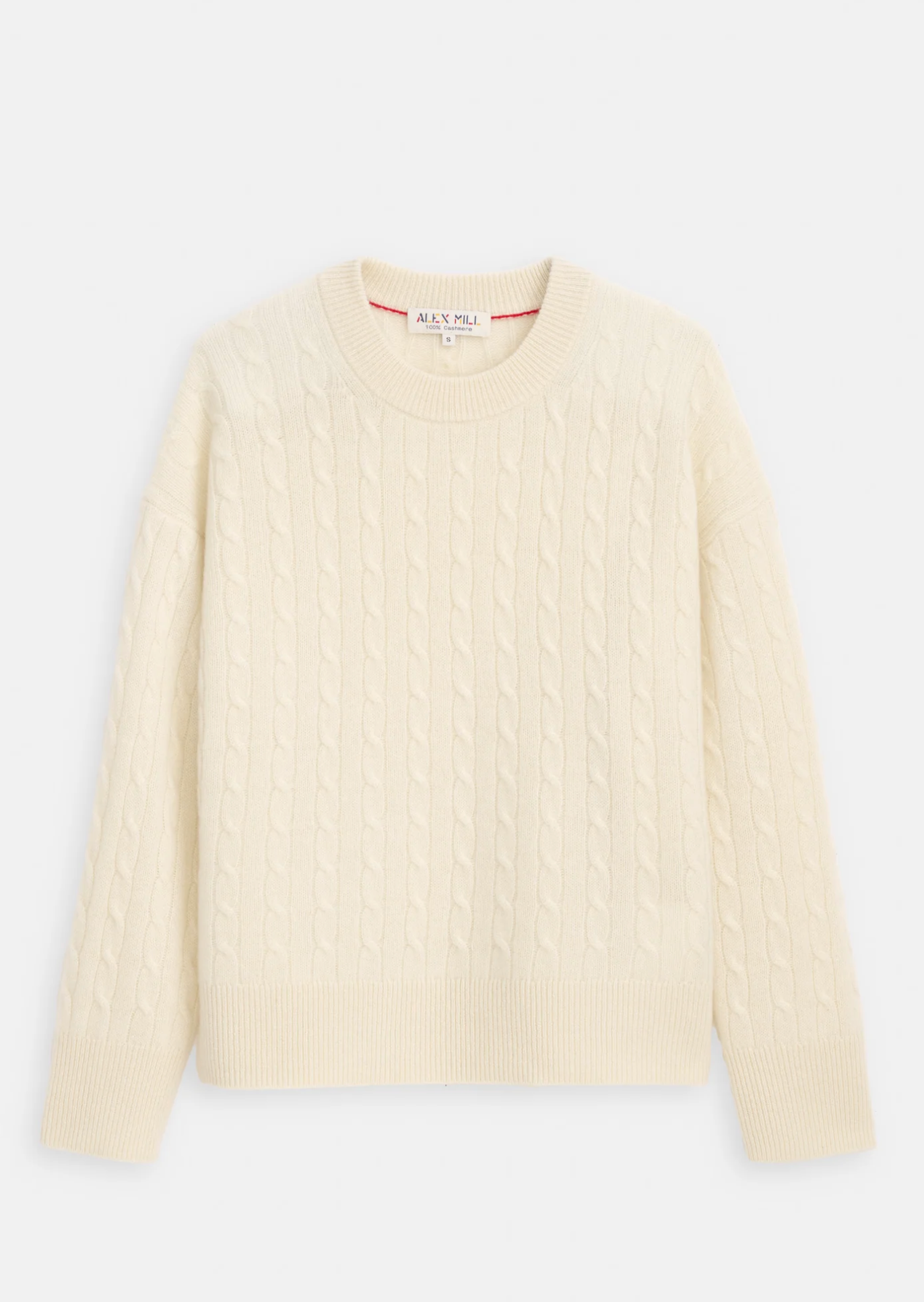 Alex Mill Crewneck Cable Sweater in Cashmere - Cloud