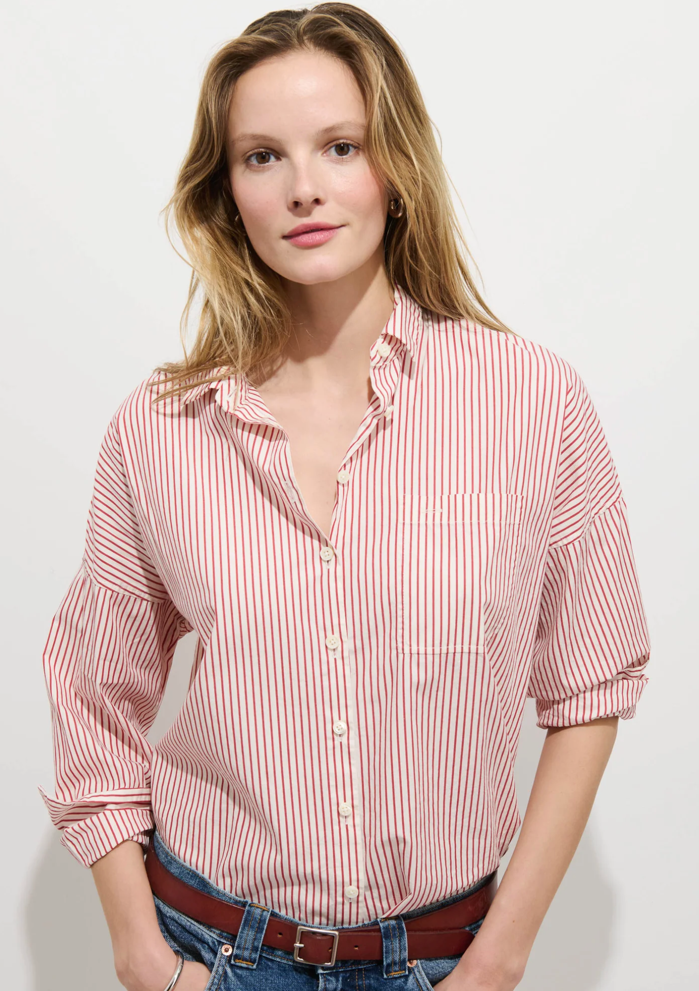 Alex Mill Jo Shirt - White/Red Stripe