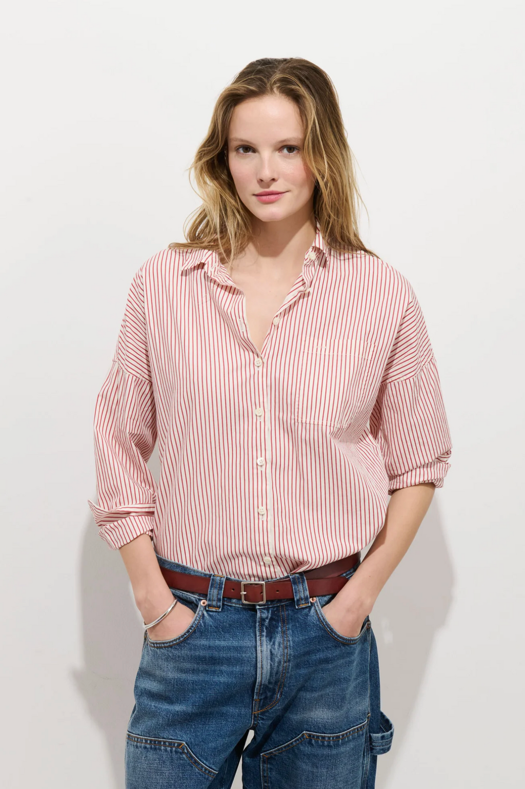 Alex Mill Jo Shirt - White/Red Stripe