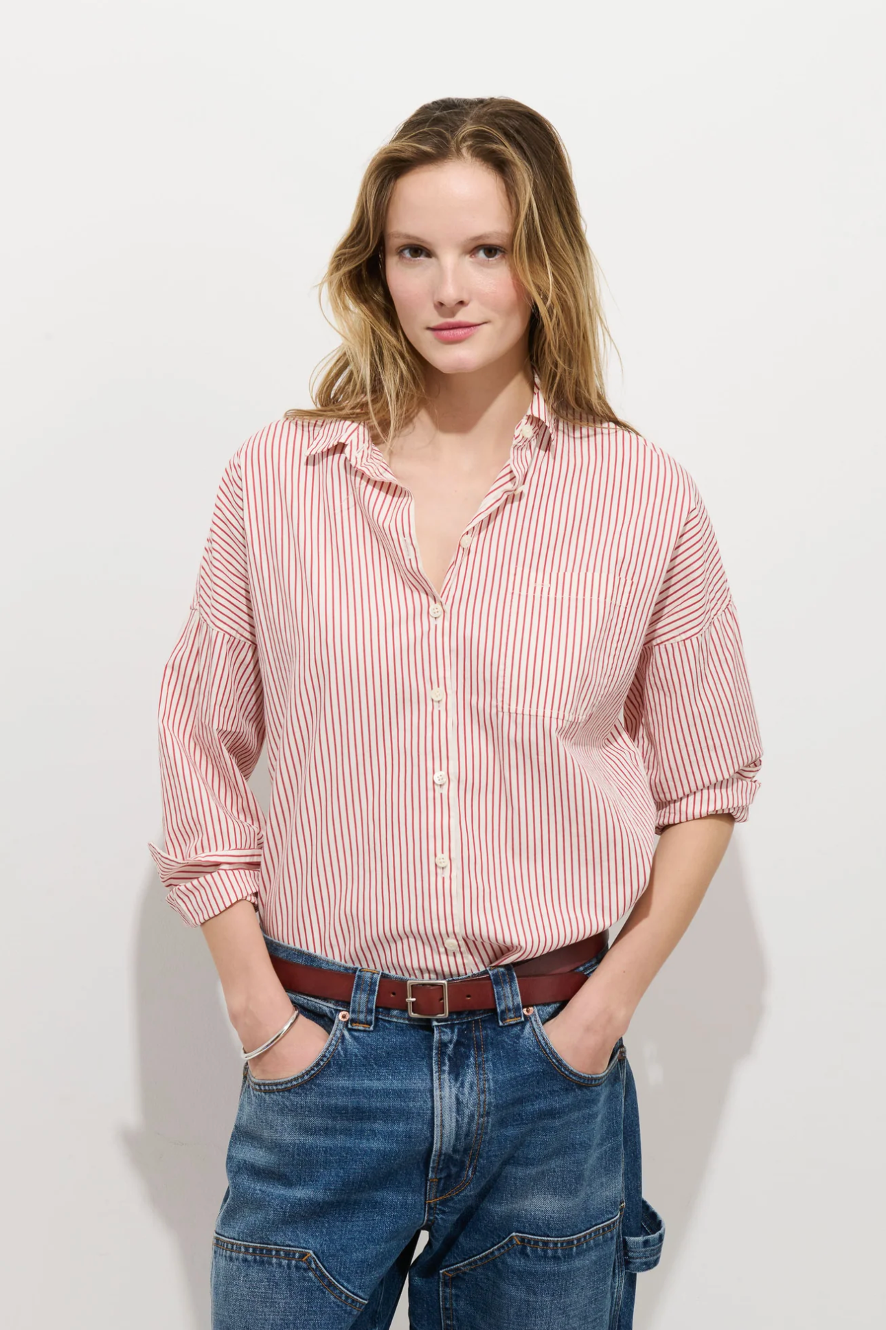 Alex Mill Jo Shirt - White/Red Stripe