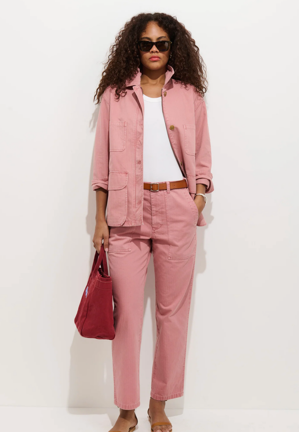 Alex Mill Neil Pant in Herringbone - Ash Rose