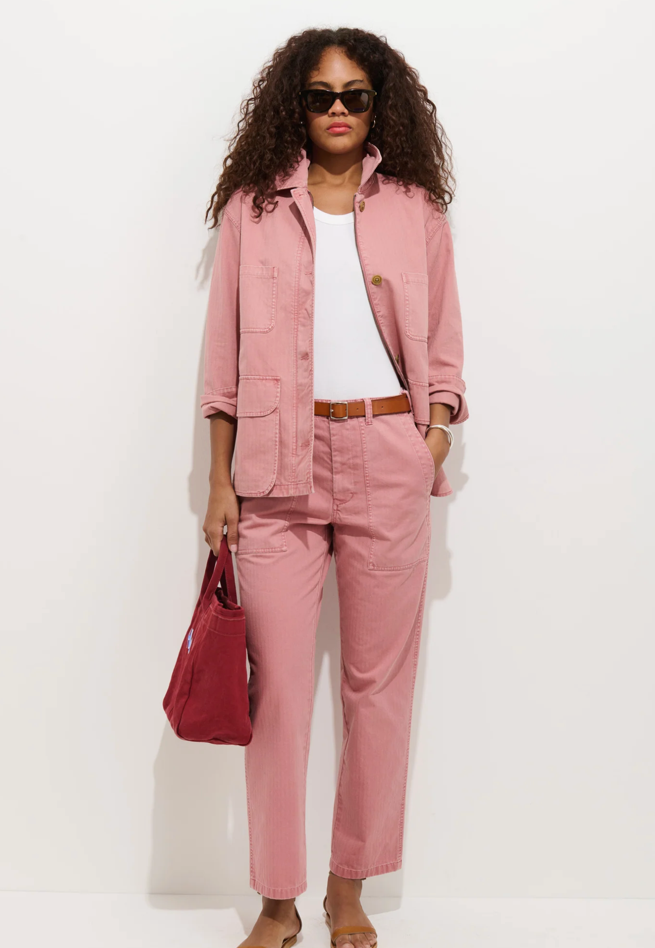 Alex Mill Neil Pant in Herringbone - Ash Rose