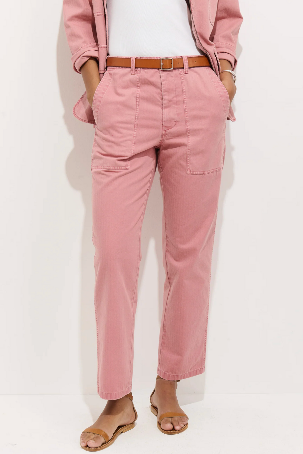 Alex Mill Neil Pant in Herringbone - Ash Rose