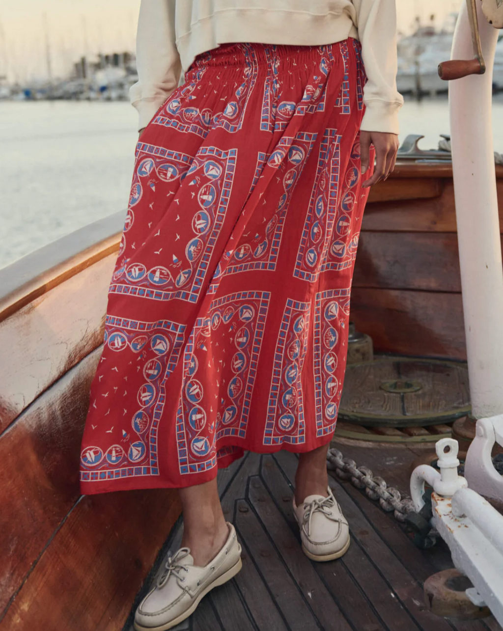 The Great The Canary Skirt - Red Sailboat Bandana