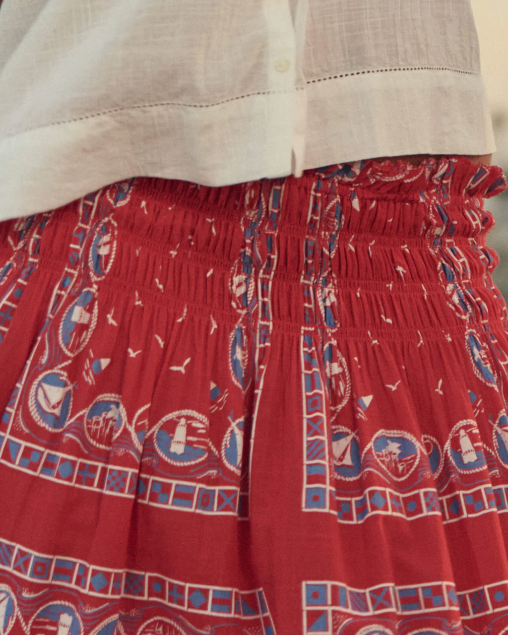The Great The Canary Skirt - Red Sailboat Bandana