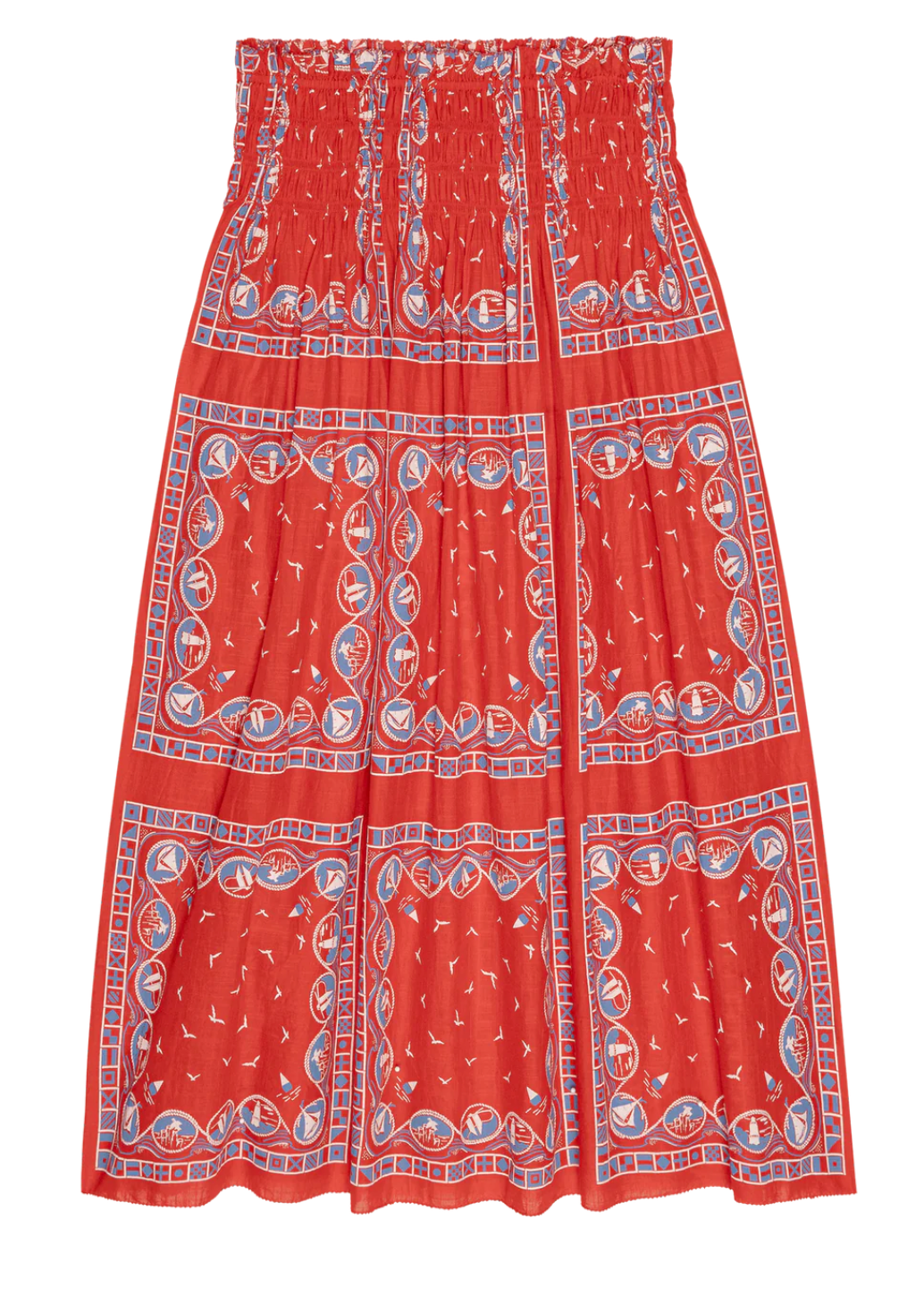 The Great The Canary Skirt - Red Sailboat Bandana