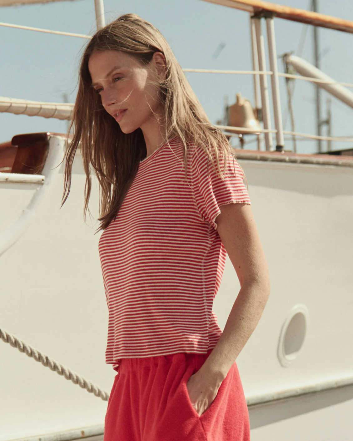 The Great The Little Tee - Pimento Stripe