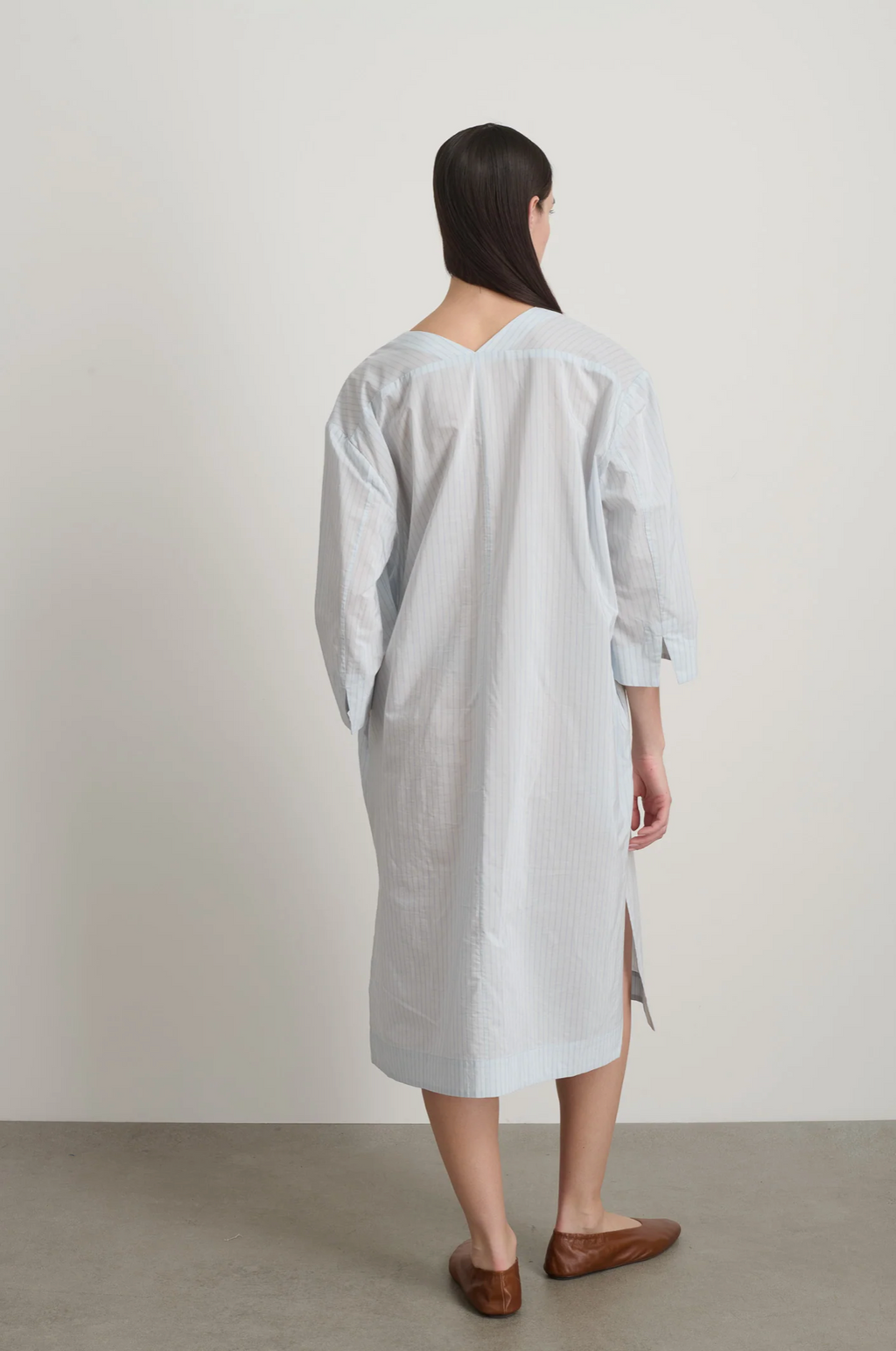 B Sides Vee Shift Dress - Light Blue Stripe