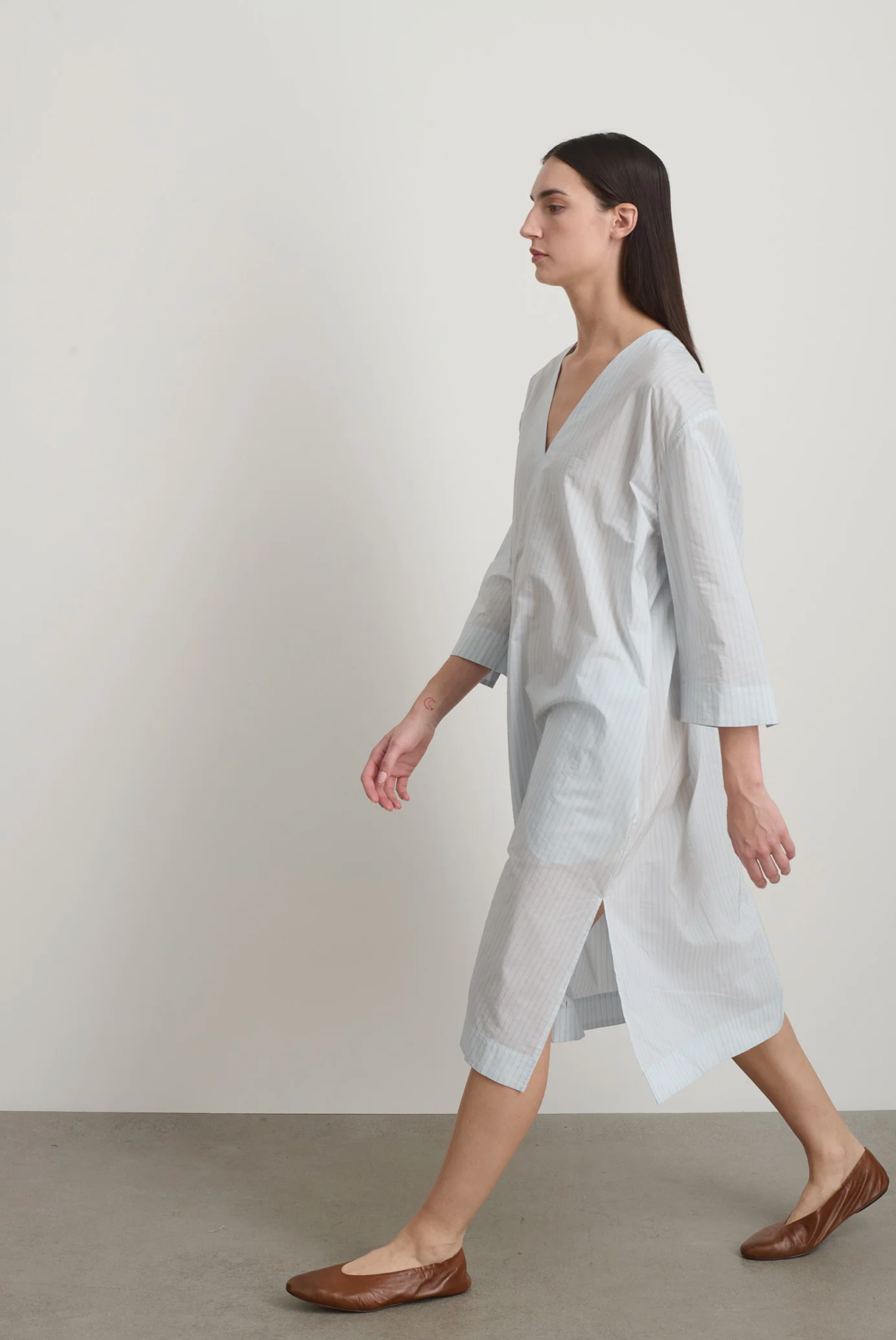 B Sides Vee Shift Dress - Light Blue Stripe
