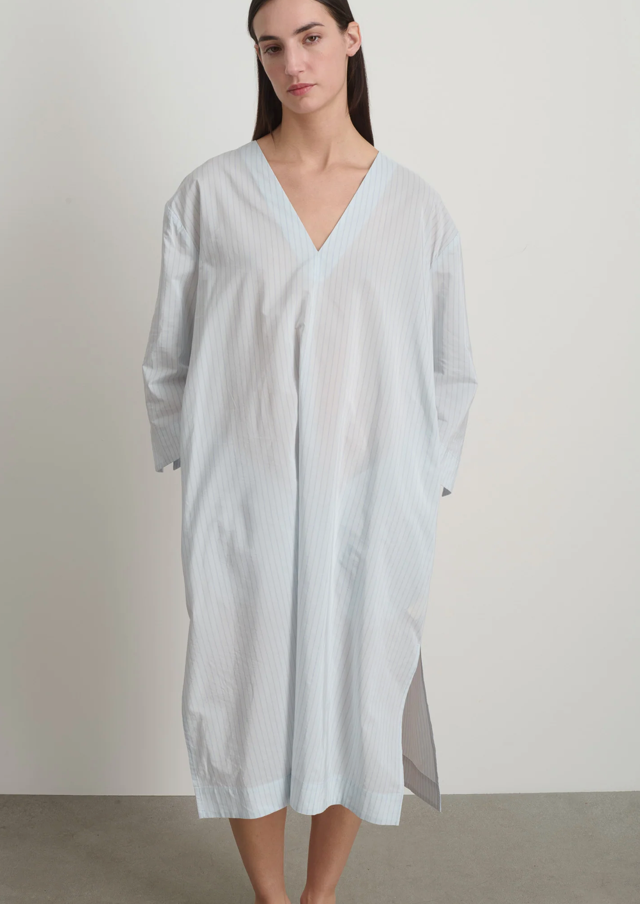 B Sides Vee Shift Dress - Light Blue Stripe