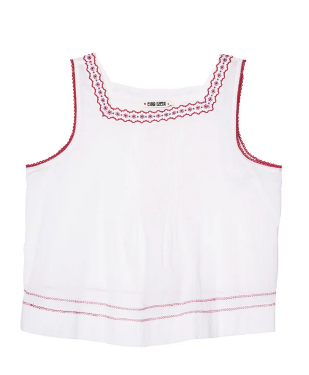 Ciao Lucia Lexi Floral Embroidered Voile Tank - White