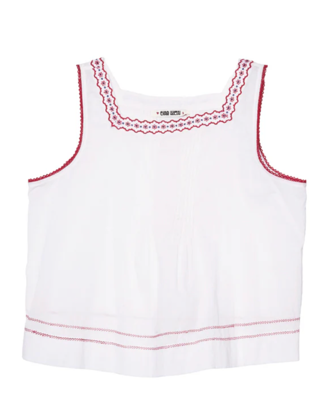 Ciao Lucia Lexi Floral Embroidered Voile Tank - White