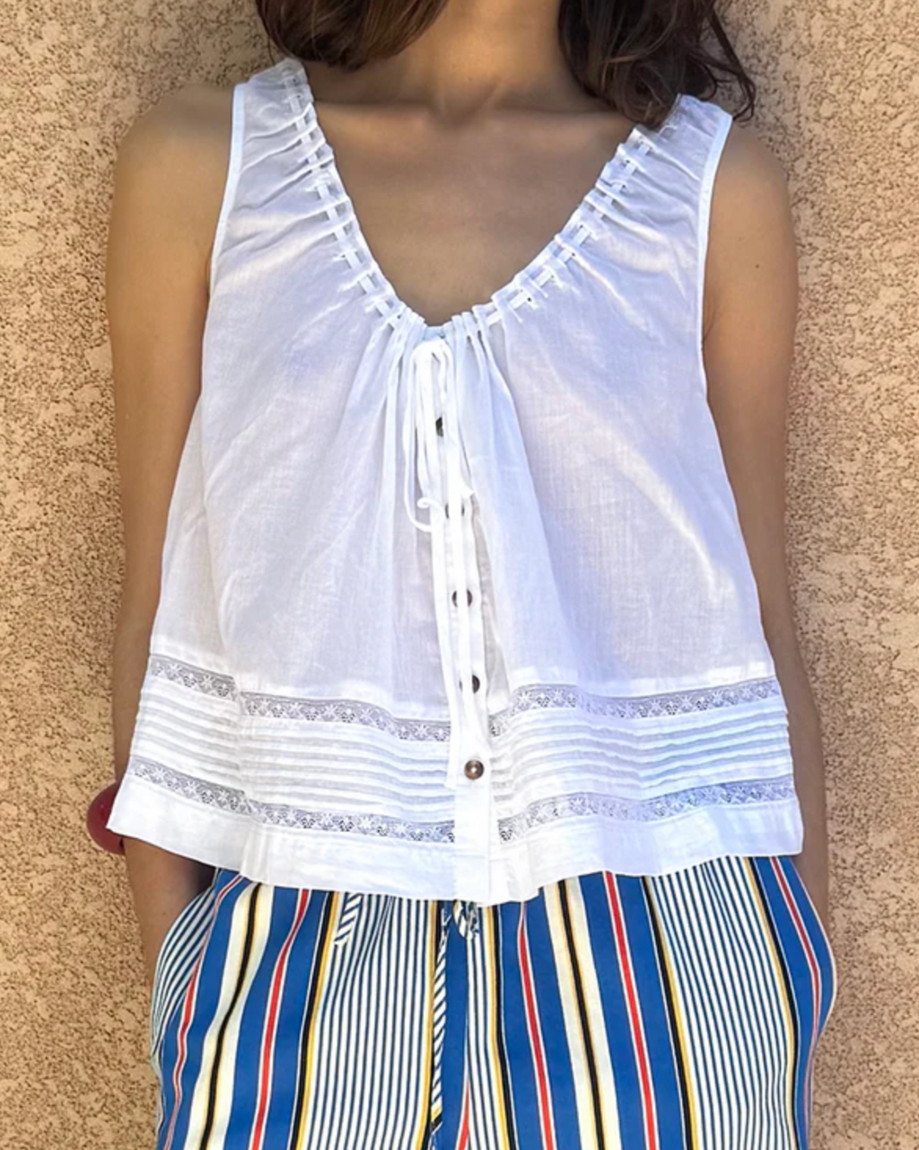 Ciao Lucia Eugenia Cotton Voile Top - White