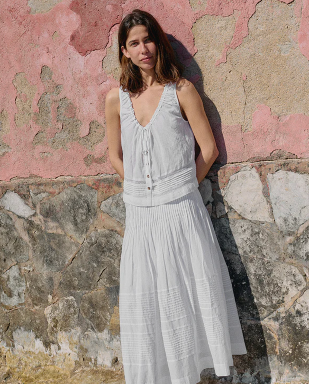 Ciao Lucia Eugenia Cotton Voile Top - White