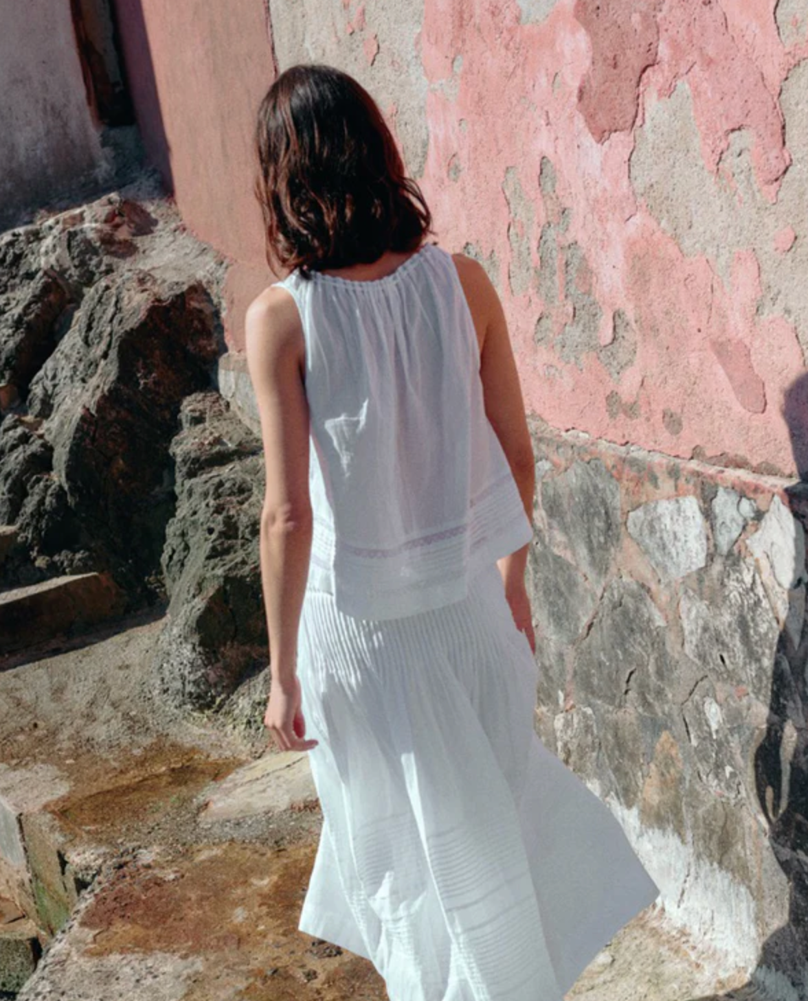 Ciao Lucia Eugenia Cotton Voile Top - White