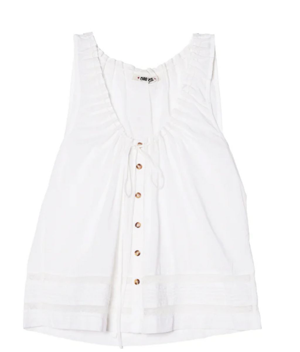 Ciao Lucia Eugenia Cotton Voile Top - White