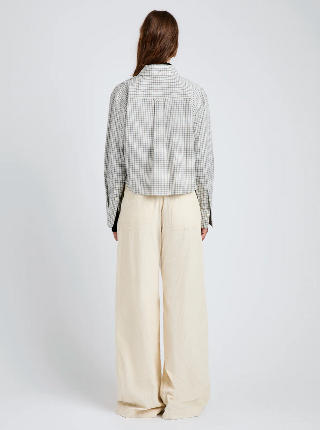 Proenza Schouler White Label Olive Shirt in Check Shirting - Black/White