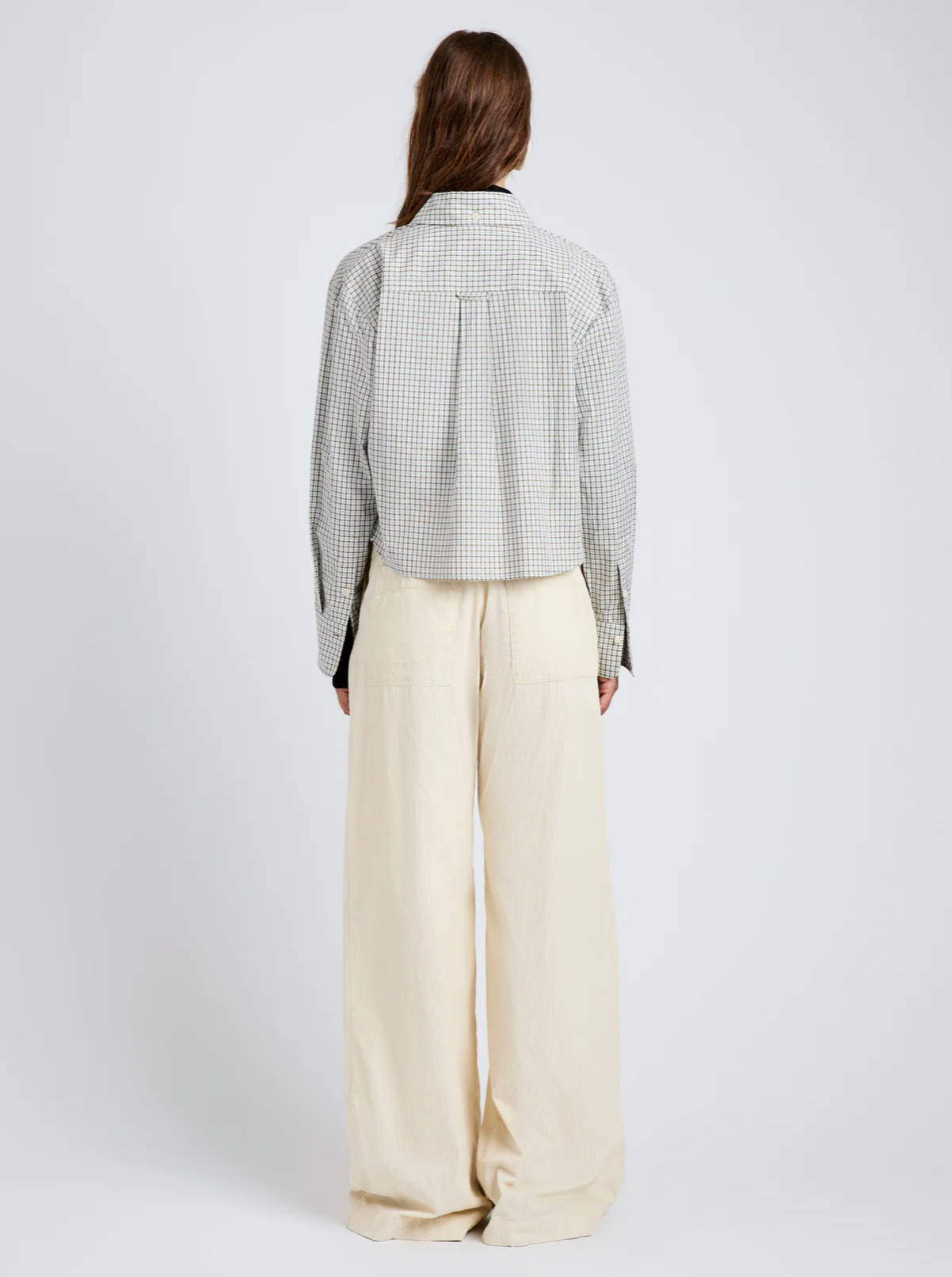 Proenza Schouler White Label Olive Shirt in Check Shirting - Black/White