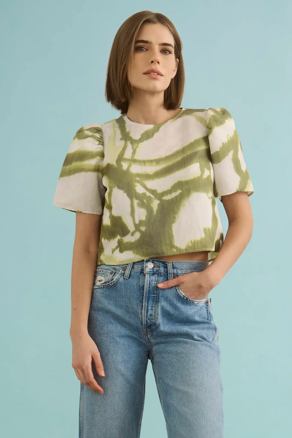 Hunter Bell Olivia Top - Seabreeze Ikat Green