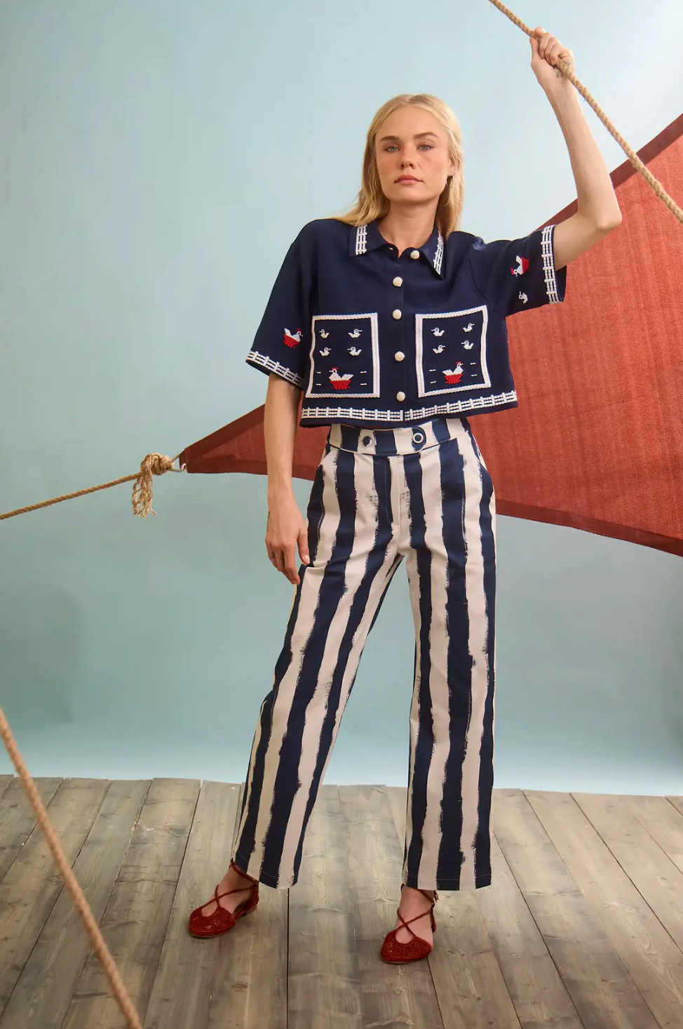 Hunter Bell Juno Pant - Navy Stripe