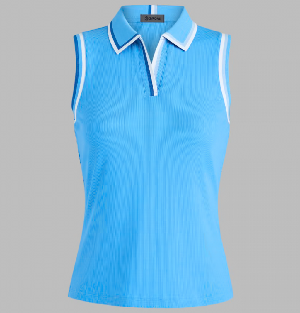 G/FORE Johnny Collar Ribbed Tech Sleeveless Polo - Azul