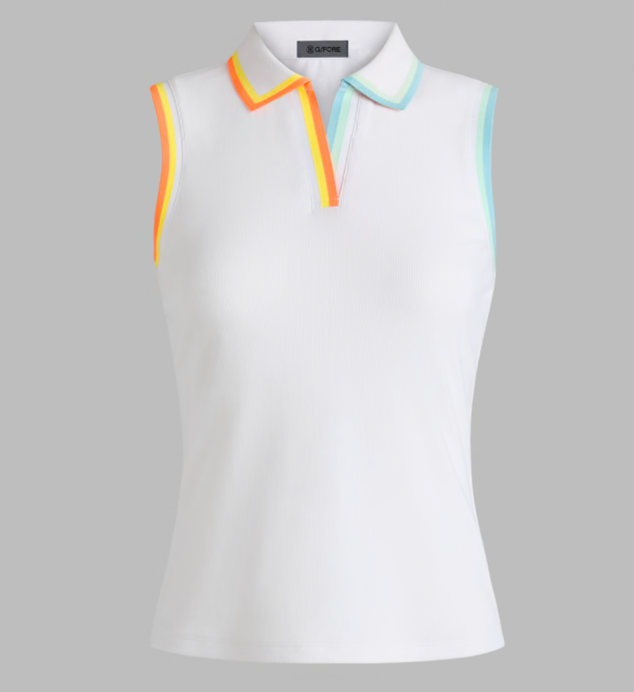 G/FORE Johnny Collar Ribbed Tech Sleeveless Polo - Snow/Cenote