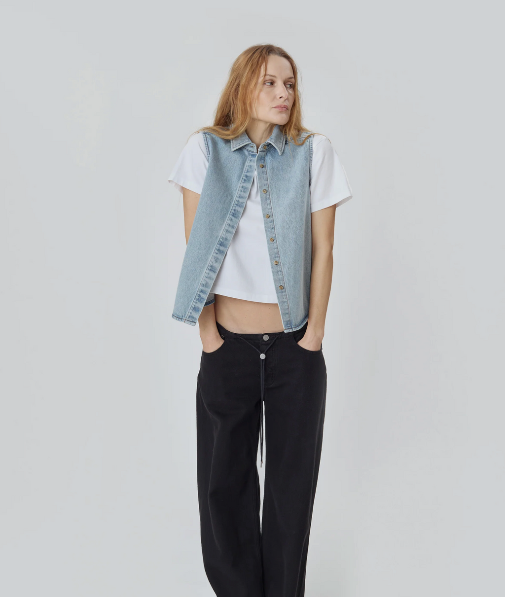 Still Here Emma Top in Vintage Blue