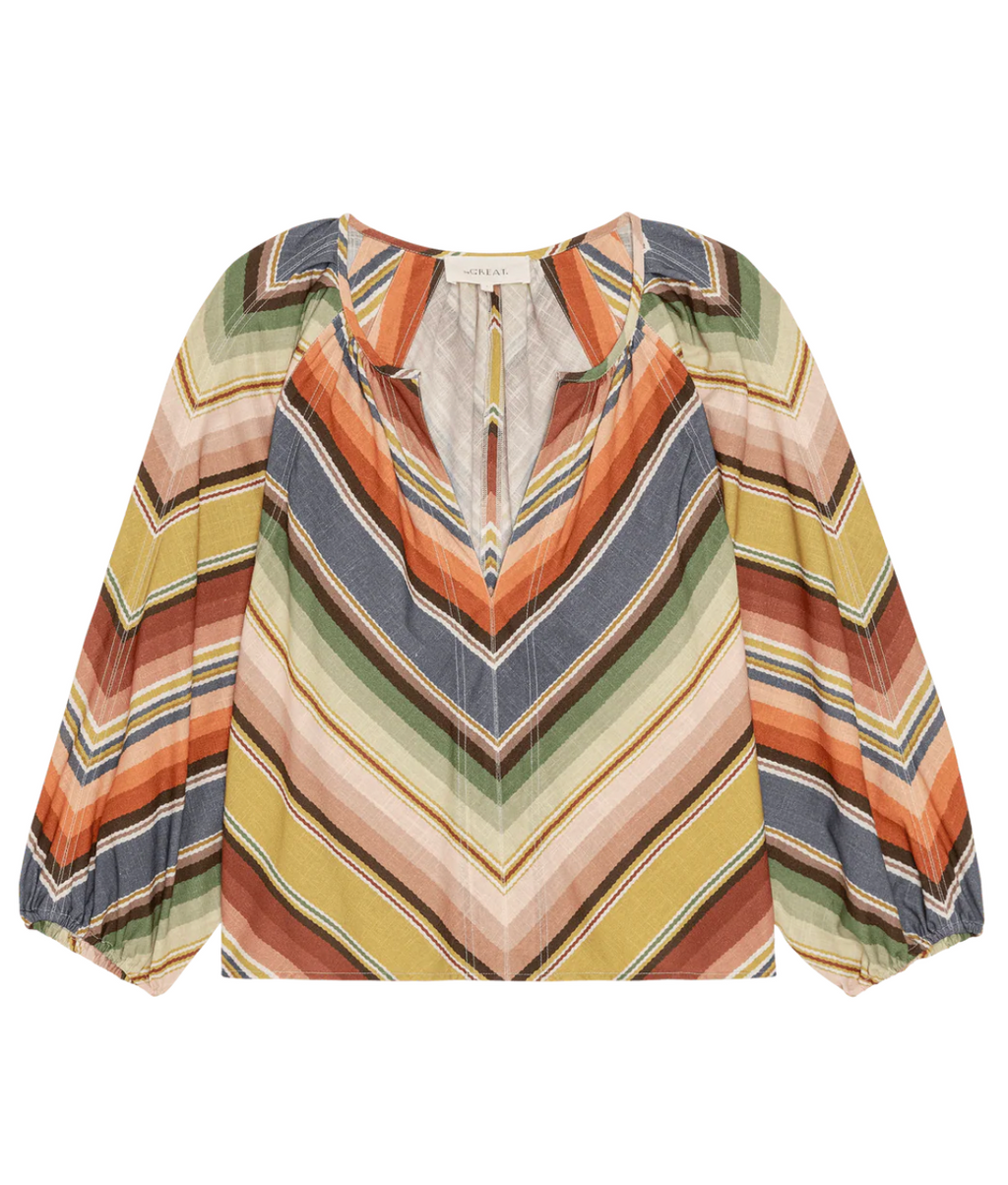 The Great The Seamed Bodega Top - Davenport Stripe