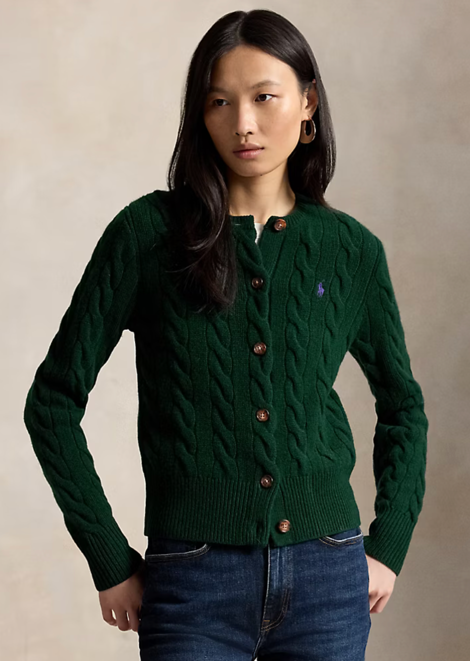Polo Ralph Lauren Long Sleeve Cable Knit Sweater - College Green