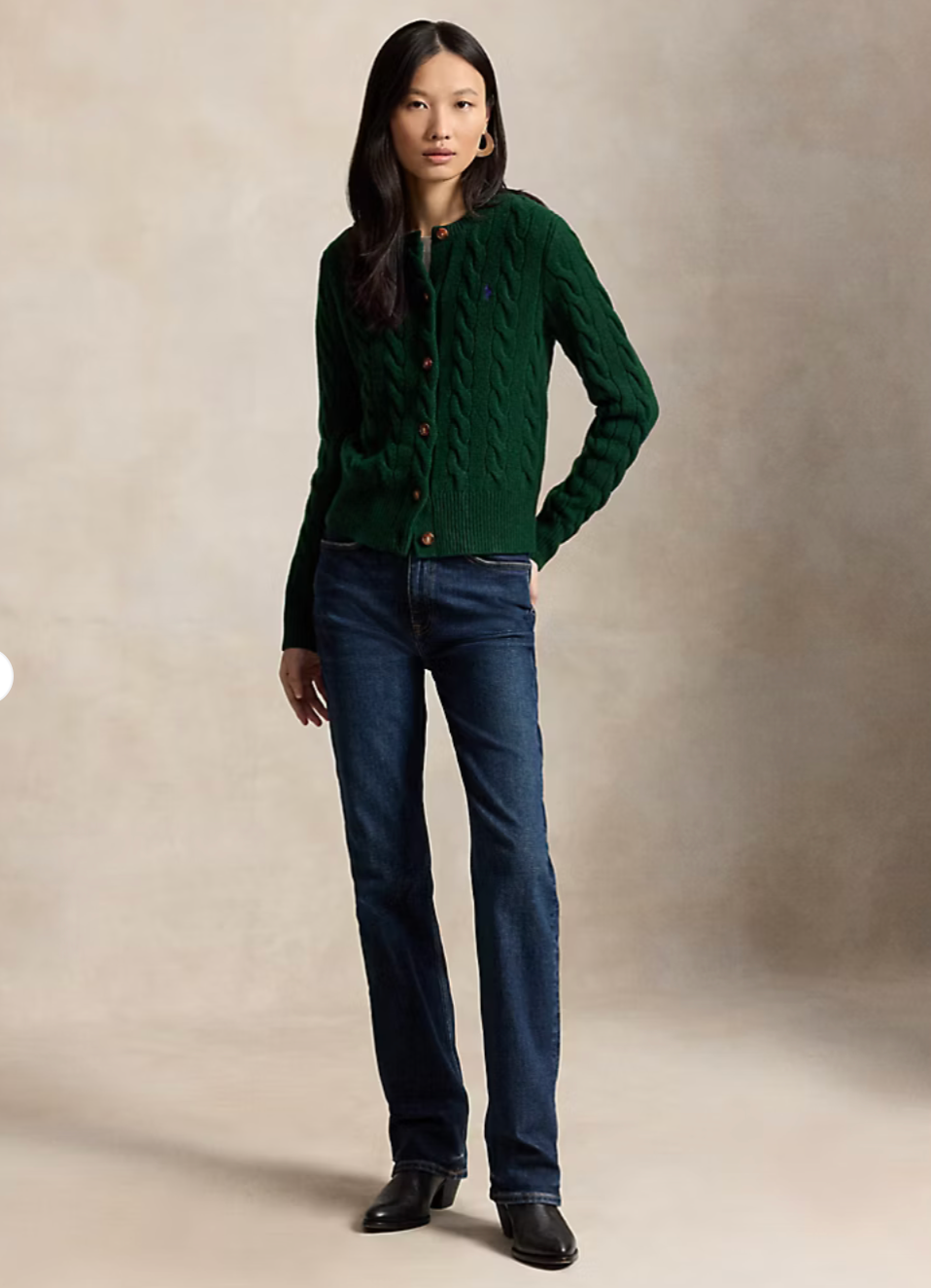 Polo Ralph Lauren Long Sleeve Cable Knit Sweater - College Green