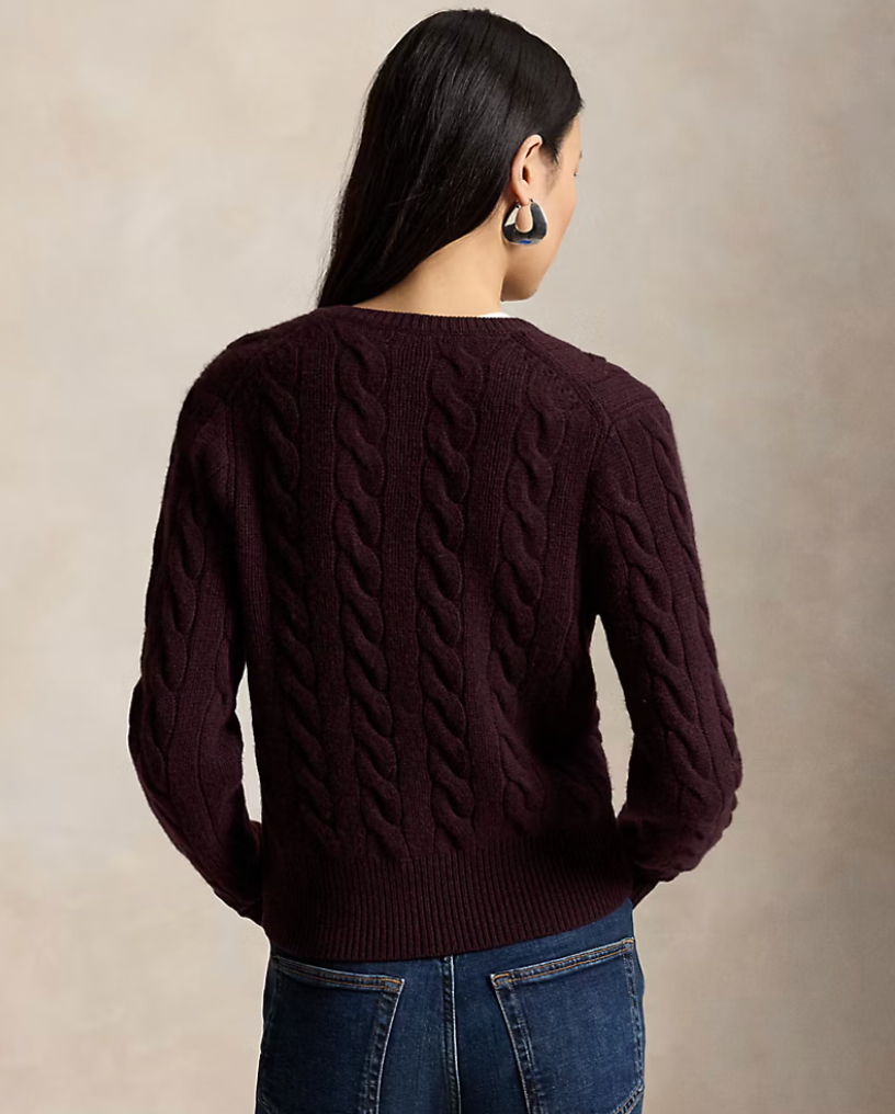 Polo Ralph Lauren Long Sleve Cable Knit Sweater - Damson Melange