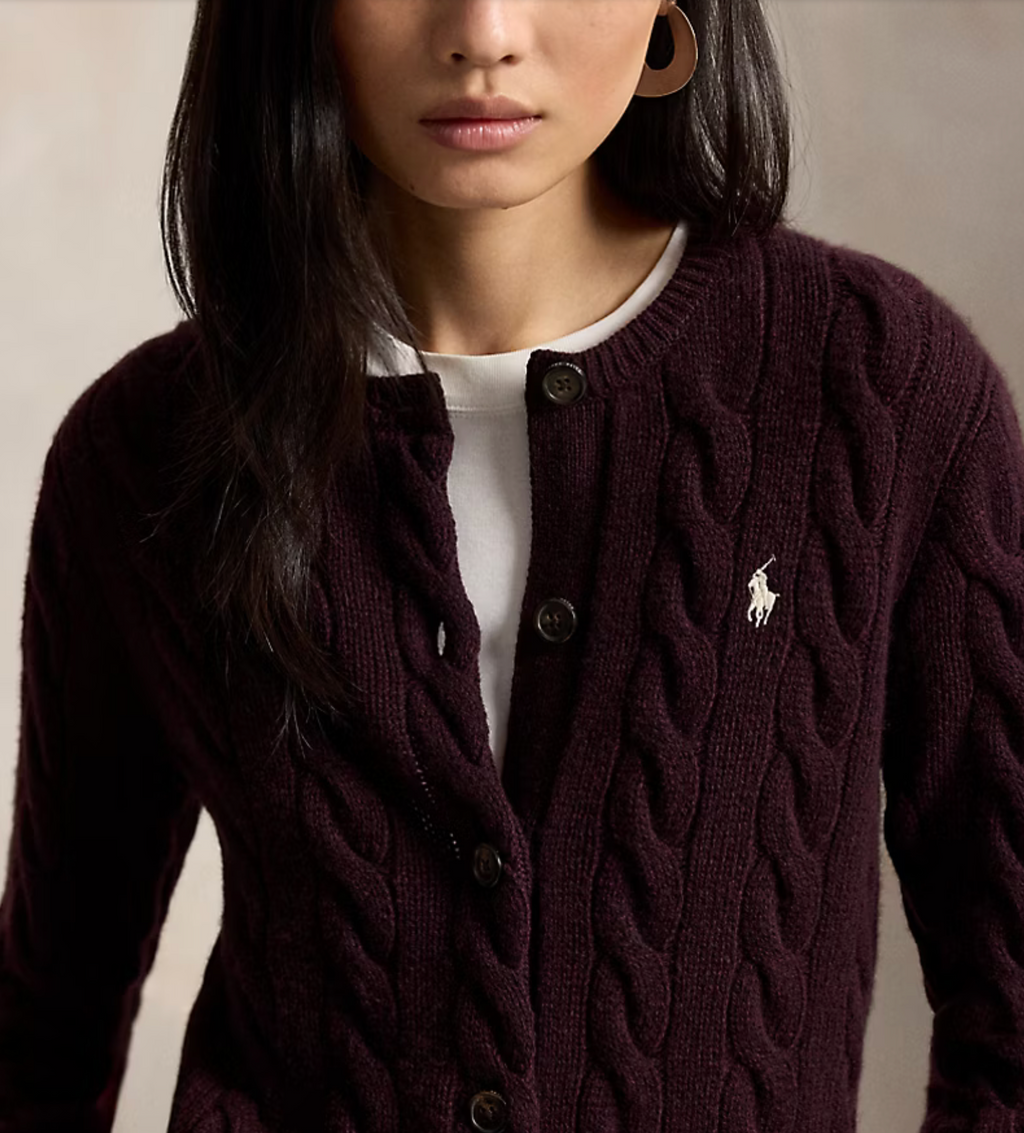 Polo Ralph Lauren Long Sleve Cable Knit Sweater - Damson Melange