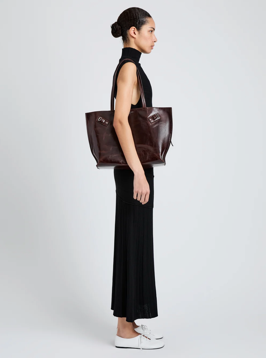 Proenza Schouler Days Tote in Pull Up Calf Skin - Dark Brown