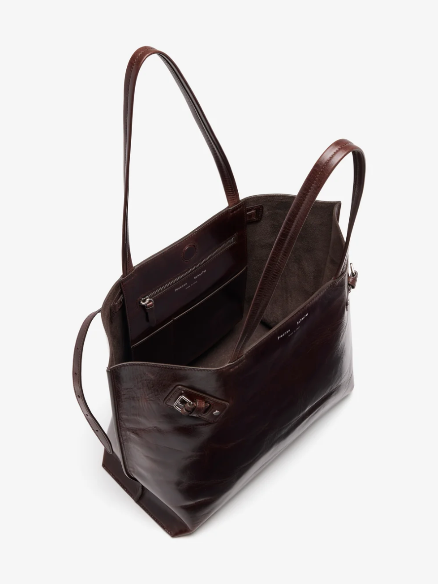 Proenza Schouler Days Tote in Pull Up Calf Skin - Dark Brown