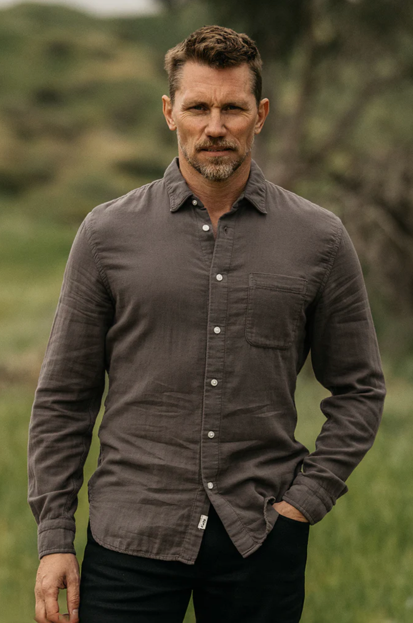 Hiroshi Kato Ripper Gauze Shirt - Charcoal