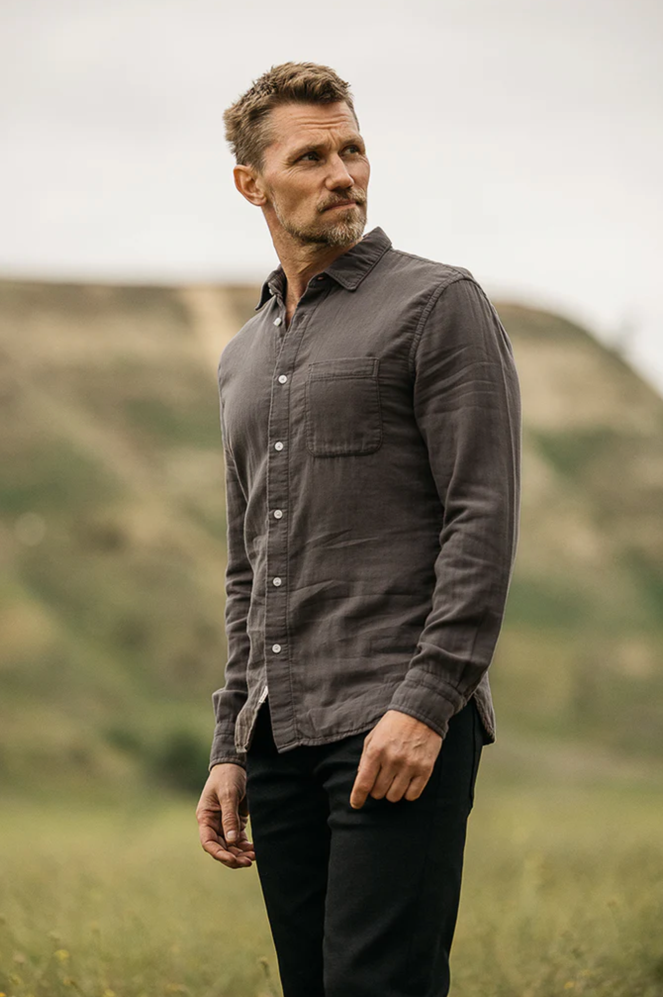 Hiroshi Kato Ripper Gauze Shirt - Charcoal