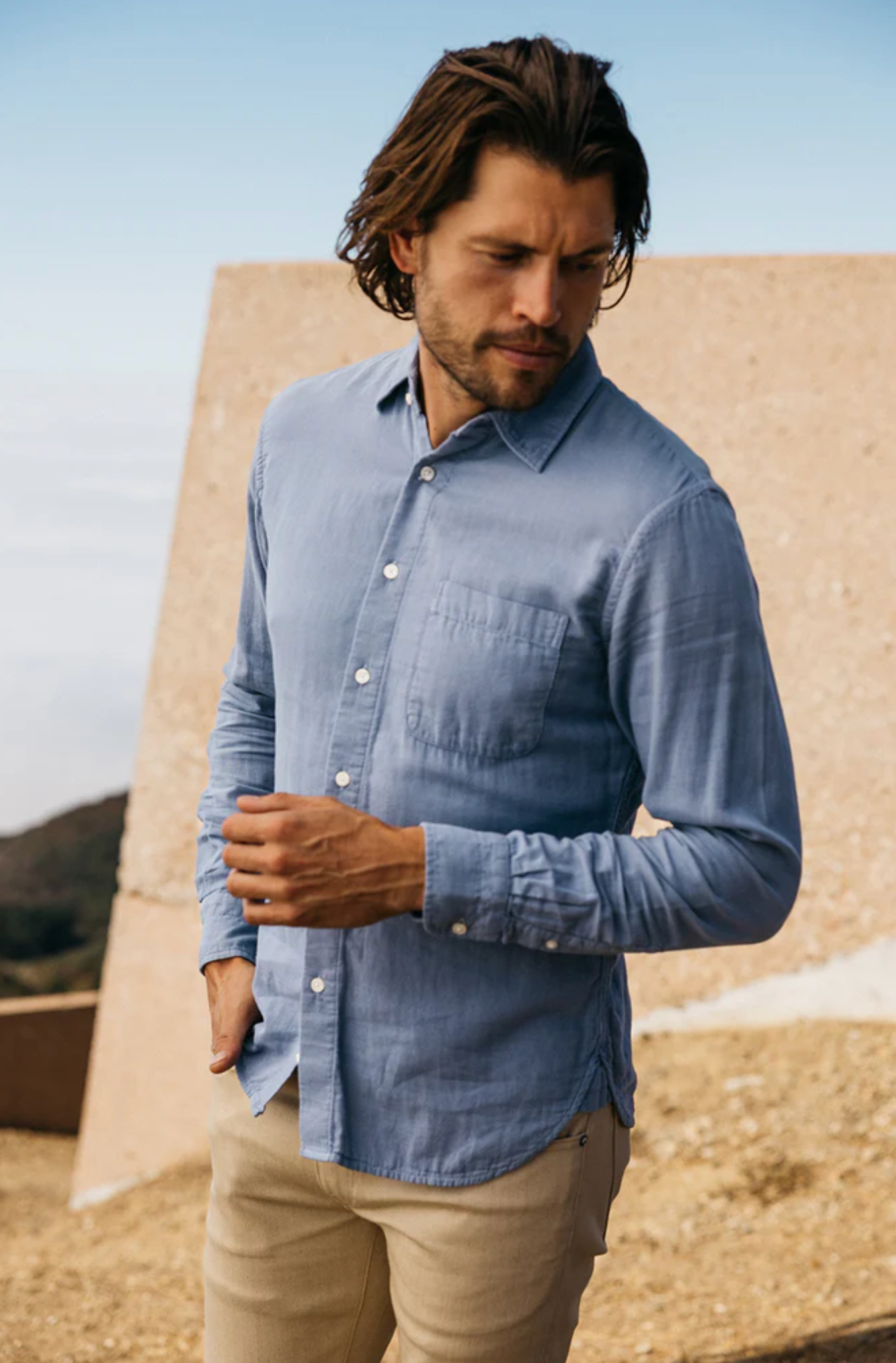Hiroshi Kato Gauze Shirt - Matte Blue