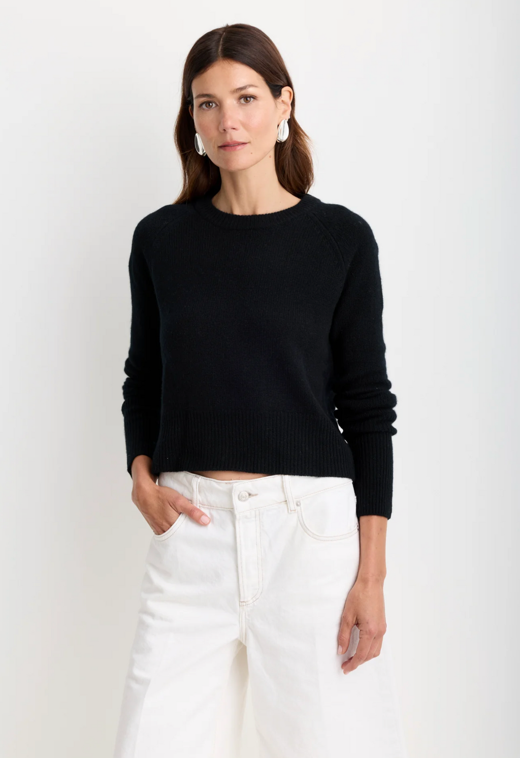 One Grey Day Blakely Cashmere Pullover - Black