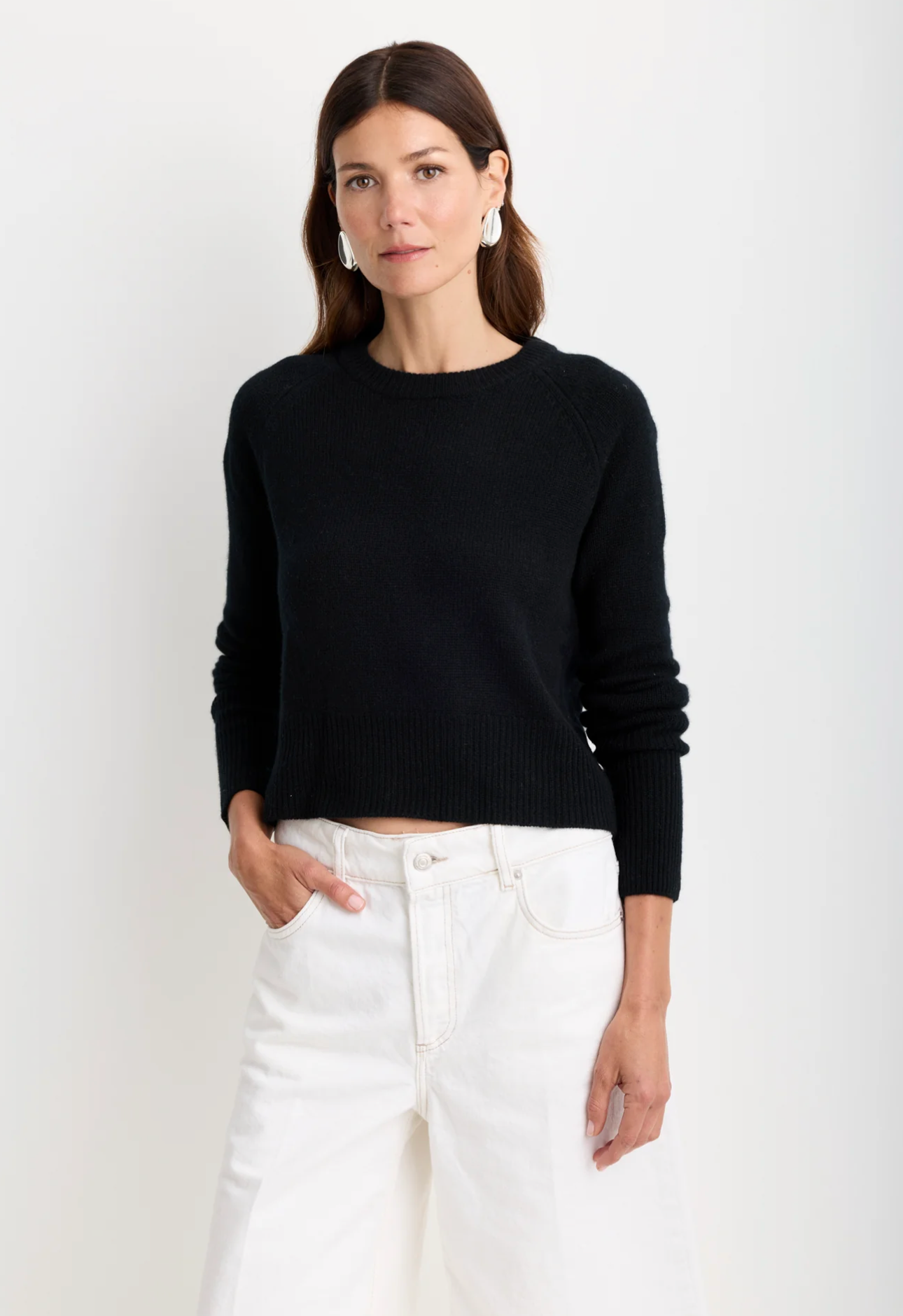 One Grey Day Blakely Cashmere Pullover - Black